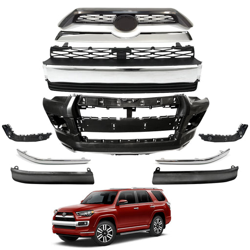 For 14-19 Toyota 4Runner Limited Front Bumper + Grille Assembly + Strip Trim Set