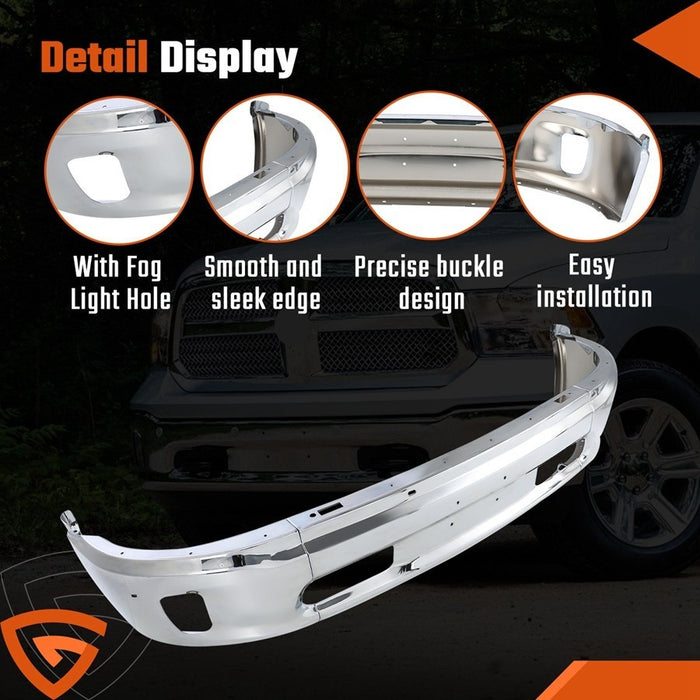 Front Bumper Face Bar Chrome for 2013-2018 Ram 1500 2019-2024 Ram 1500