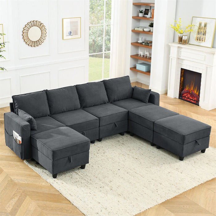 Modular Sectional Sofa Set with Storage: Velvet Comfort