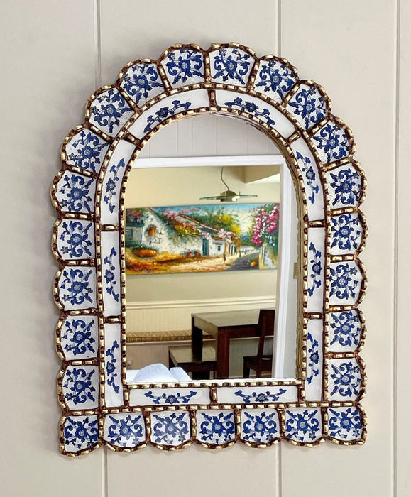 Blue Floral Arch Mirror | Bohemian Style