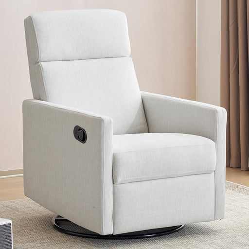 Swivelling Rocking Recliner - Beige, Upholstered Fabric