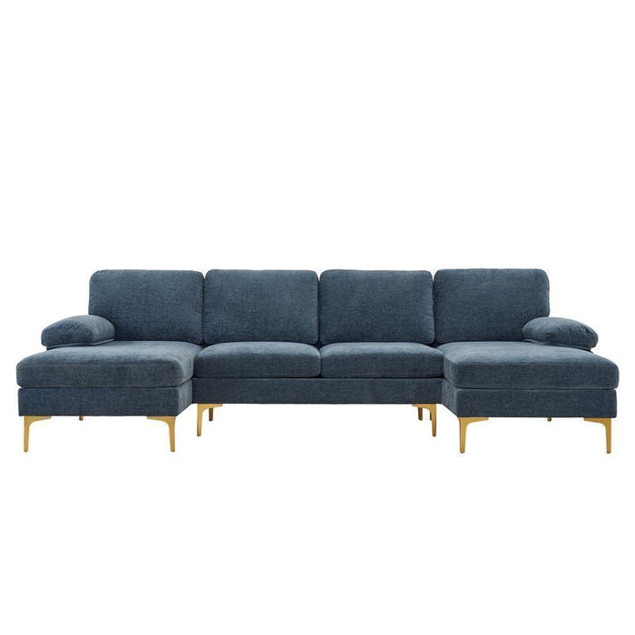 Modern U-Shaped Sectional Sofa: Chenille Fabric Comfort