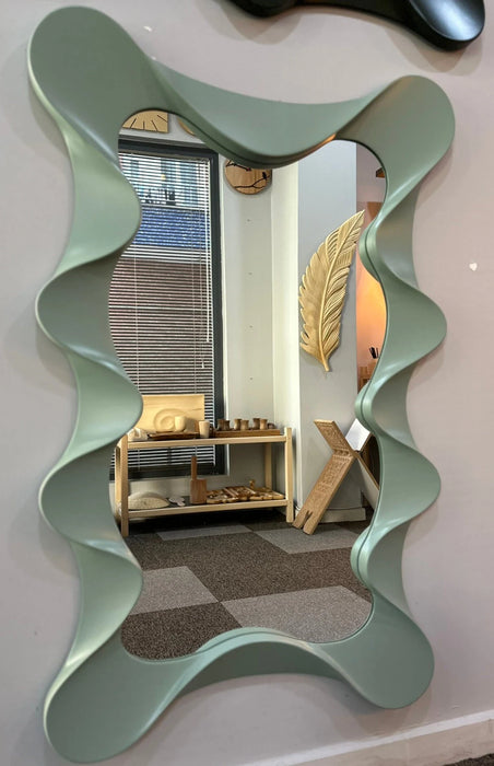  Wavy Wooden Mirror | Unique & Modern