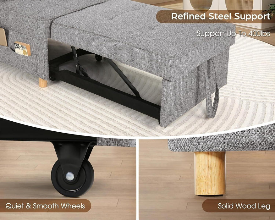 Folding Ottoman 4-in-1 Sleeper Sofa for Small Spaces