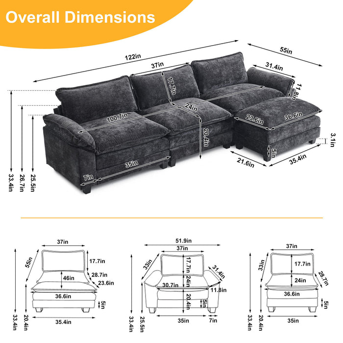 Modern L-Shaped Sectional Sofa: Cloud-Like Comfort