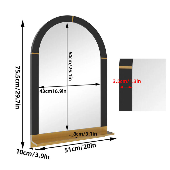 Arch Wall Mirror Bathroom Mirror W/ Shelf Living Room Entryway Decorative Mirror