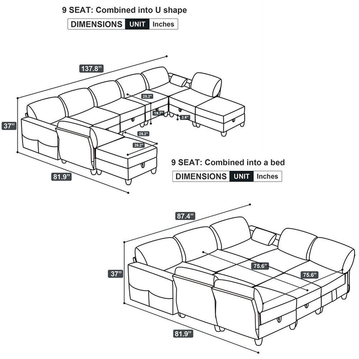 Modular Sectional Sofa Set with Storage: Velvet Comfort