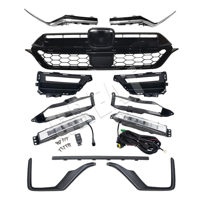 Fits 2020-2022 Honda CRV Front Grille Headlight Trim Fog Light Bracket Set 11Pcs