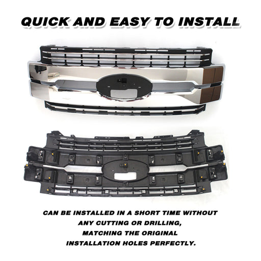 For 2017 2018 2019 Ford F250 F350 F450 Super Duty Bumper Grille Chrome Grill