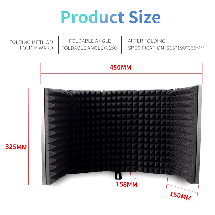 5-Panel Mic Isolation Shield for Studio Recording