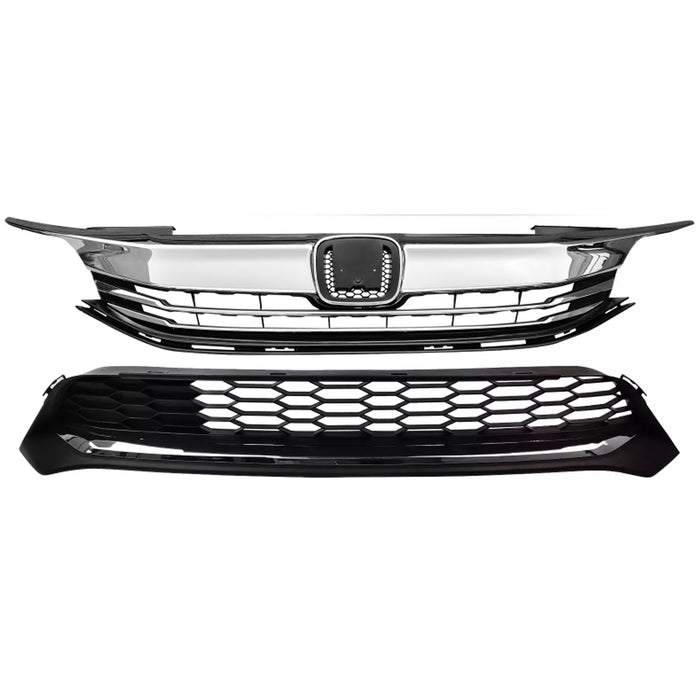 For 2016 2017 Honda Accord EX Front Bumper Upper & Lower Grille &LED FOG LIGHTS