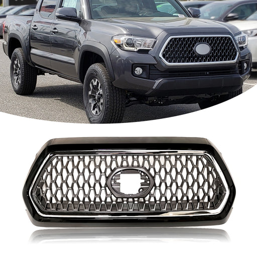 Gray Front Bumper Grille with Chrome Trim for 2019 - 2021 Toyota Tacoma TRD