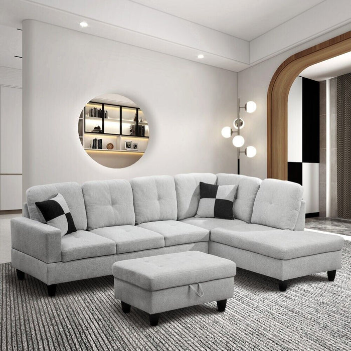 Light Grey Flannel Sofa Set: Modern Living Room Comfort