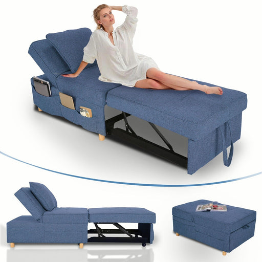 4-in-1 Convertible Sofa Bed: Adjustable Backrest & Storage