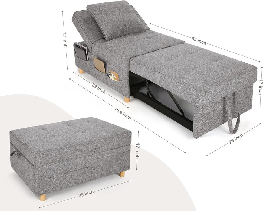 Folding Ottoman 4-in-1 Sleeper Sofa for Small Spaces