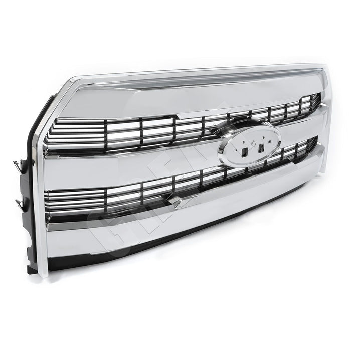 For 2015-2017 Ford F150 F-150 Front Upper Grille Grill W/O Camera Chrome