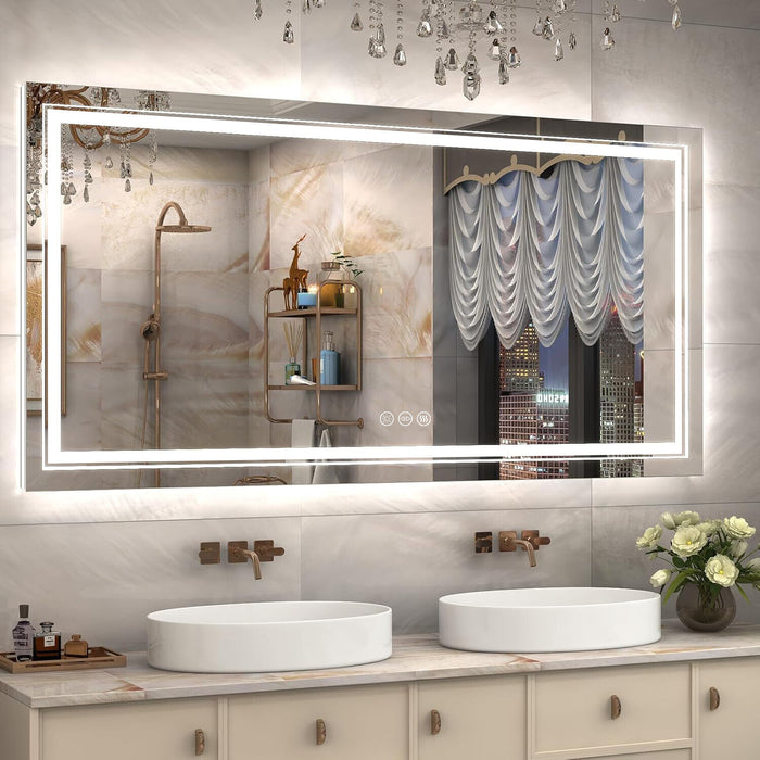 Large Dimmable Double LED Wall Bathroom Mirror