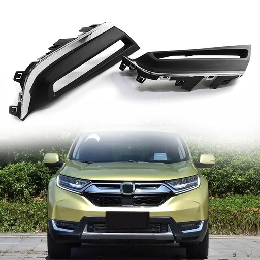 Front Guard Upper Honeycomb Grille Fog Lights Suit for 2017 2018 Honda CR-V CRV