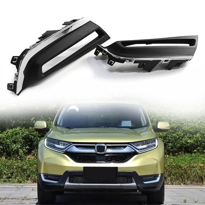 Front Guard Upper Honeycomb Grille Fog Lights Suit for 2017 2018 Honda CR-V CRV