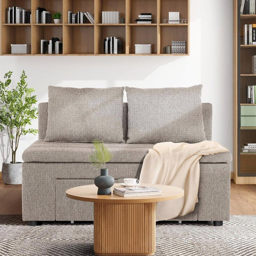 Linen Loveseat Sofa with Storage Drawer: Small Space Solution