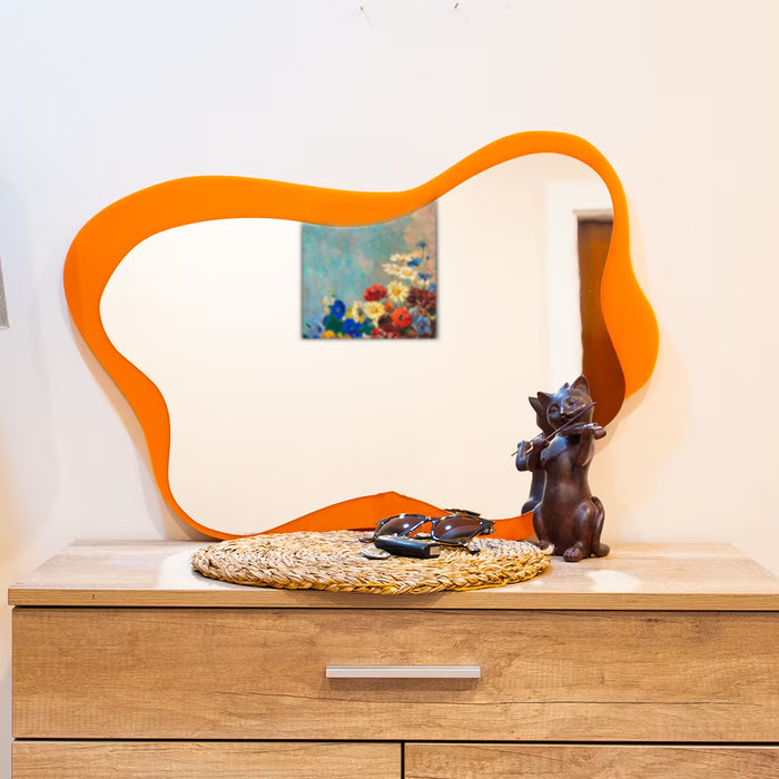 Wavy Acrylic Mirror | Orange & Iridescent