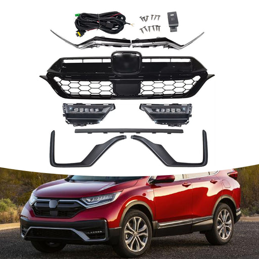 Fits 2020-2022 Honda CRV Front Grille Headlight Trim Fog Light Bracket Set 11Pcs