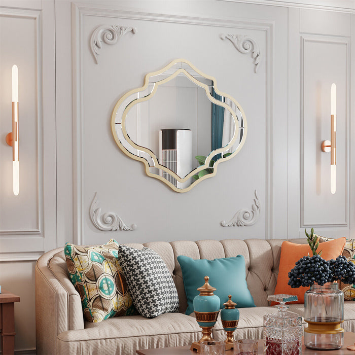 Irregular Golden Rim Wall Mirror