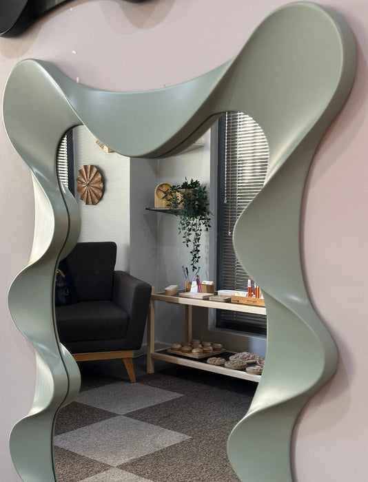  Wavy Wooden Mirror | Unique & Modern