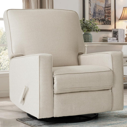 Swivelling Rocking Recliner with High Back, Deep Seat, Beige