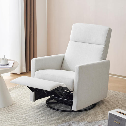 Swivelling Rocking Recliner - Beige, Upholstered Fabric