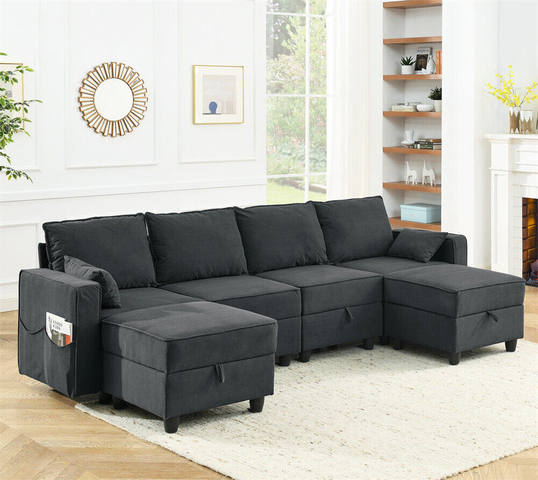 Modular Sectional Sofa Set with Storage: Velvet Comfort