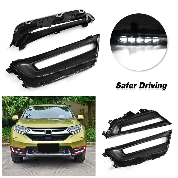Front Guard Upper Honeycomb Grille Fog Lights Suit for 2017 2018 Honda CR-V CRV