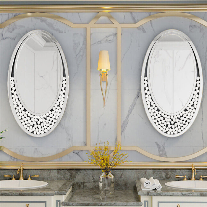 Large Silver Oval Mirror Bathroom