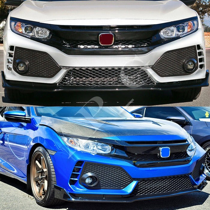 Type R Style Front Bumper Cover Kit W/ Grille & Lip Fit for Honda Civic 2016-21