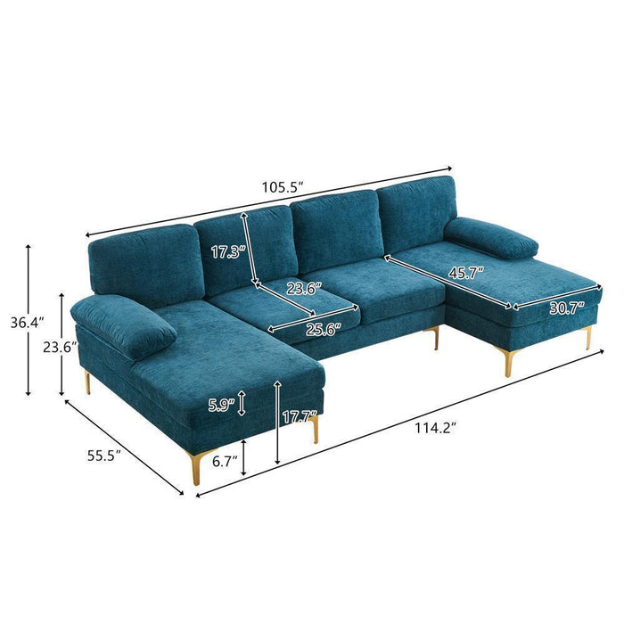 Modern U-Shaped Sectional Sofa: Chenille Fabric Comfort