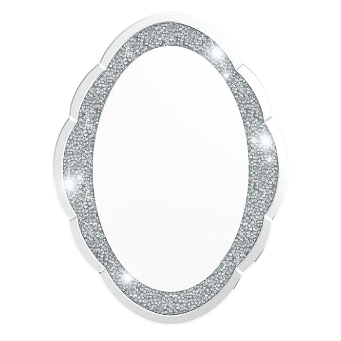 Large Floral Oval Crushed Diamond Mirror