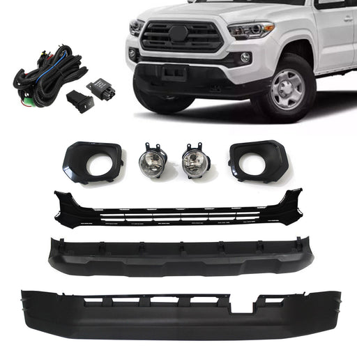 Front Lower Grill Valance Panel Fog Light Bezels Set for 2016-2021 Tacoma SR SR5