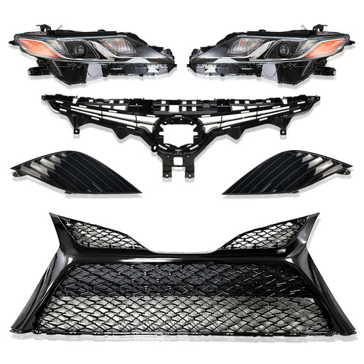 For 2018-2020 Camry SE Front Grill Assembly Fog Lights Cover Headlights Set