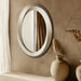 Vanity Oval Wall Mirror Home Office Entryway Farmhouse Decorative Wooden Frame