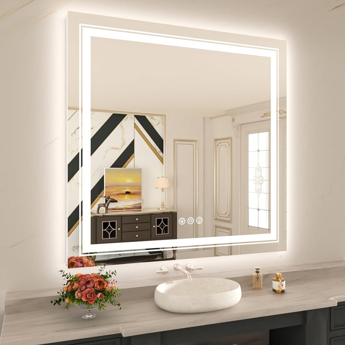 Square LED Bathroom Wall Mirror