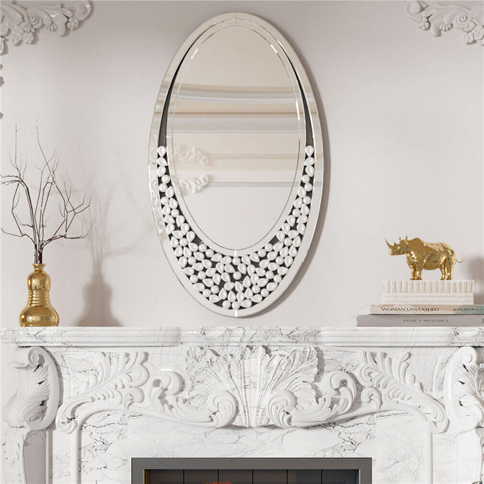 Large Silver Oval Mirror Bathroom