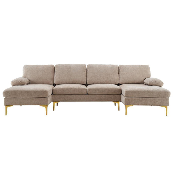 Modern U-Shaped Sectional Sofa: Chenille Fabric Comfort