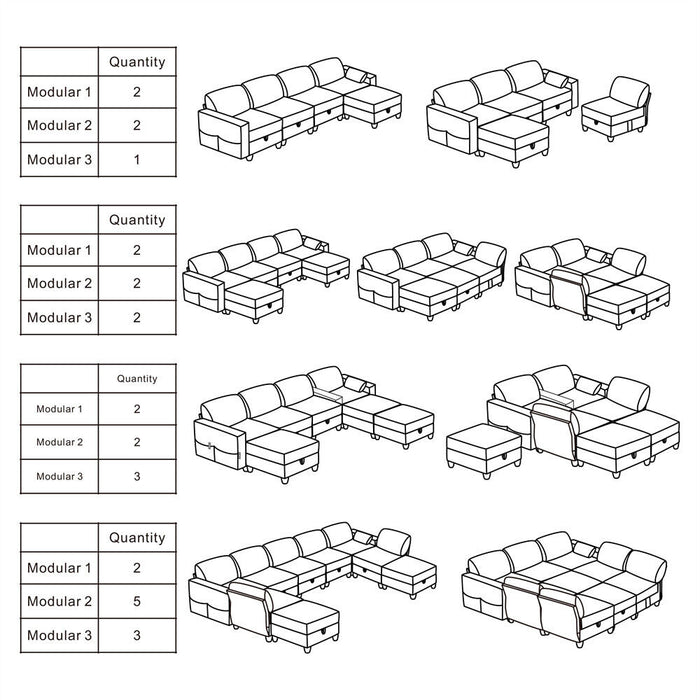 Modular Sectional Sofa Set with Storage: Velvet Comfort