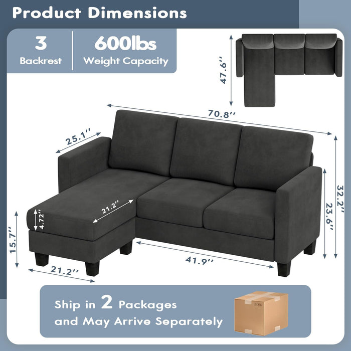 Dark Grey Linen Sectional Sofa