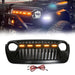 Front Mesh Grille with Amber Running Lights for 2018-2023 Jeep Wrangler JL JT