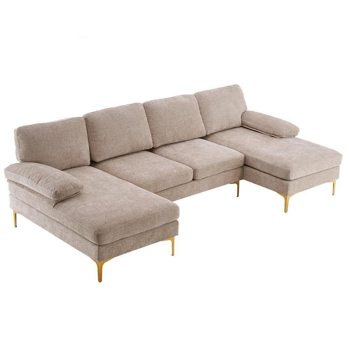 Modern U-Shaped Sectional Sofa: Chenille Fabric Comfort