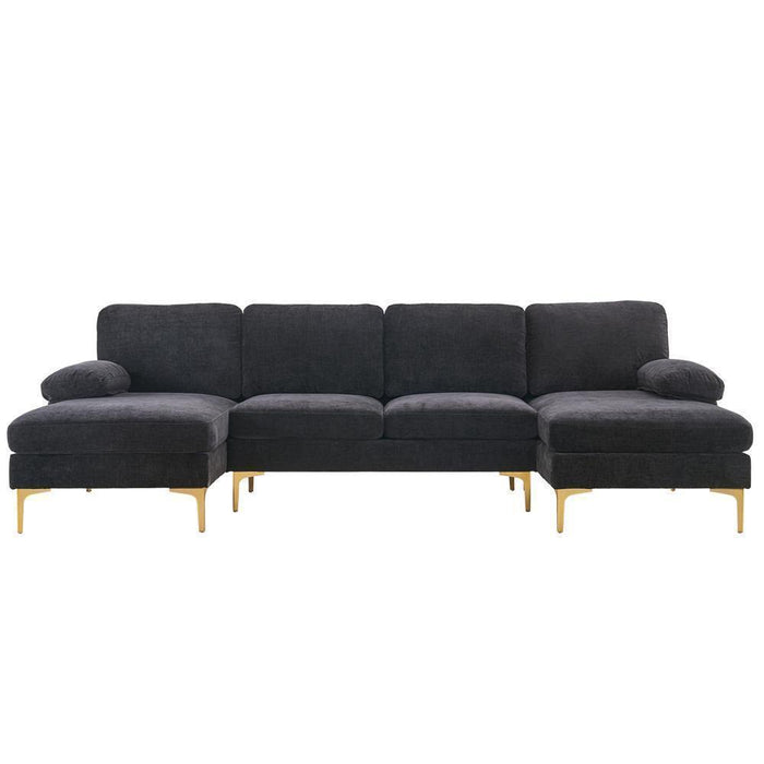 Modern U-Shaped Sectional Sofa: Chenille Fabric Comfort