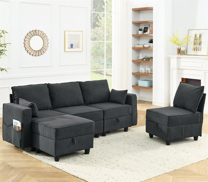 Modular Sectional Sofa Set with Storage: Velvet Comfort