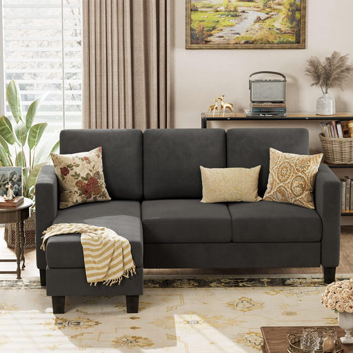 Dark Grey Linen Sectional Sofa