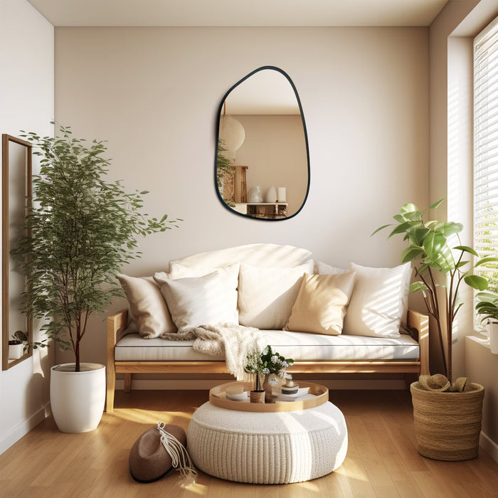 Modern Wall Mirror | Irregular Shape | Wood Frame